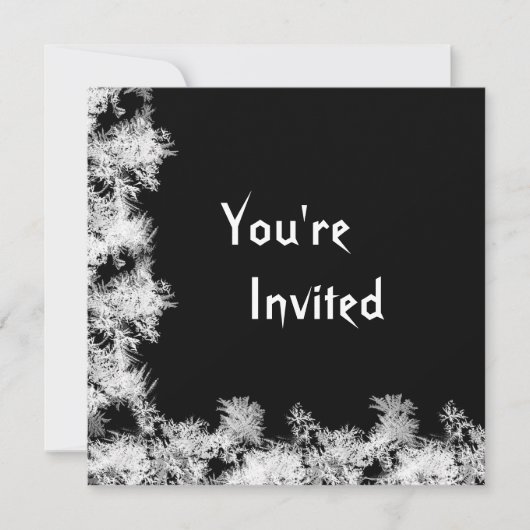 Black met White Frosted Edges Invitation Kaart (Voorkant)