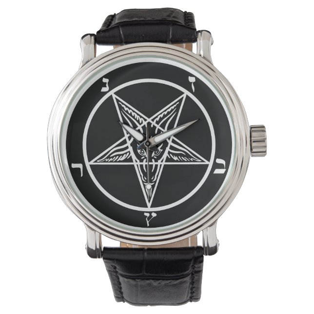Black Metal Baphomet Silil Satan Horloge (Voorkant)