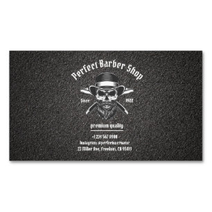 Black Metal Beard Modern Elegant Barber Salon Magnetisch Visitekaartje