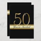 Black Metal Gold Imprimez 50e Invitations d'annive (Devant / Derrière)