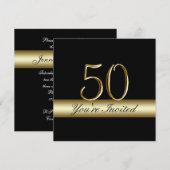 Black Metal Gold Imprimez 50e Invitations d'annive (Devant / Derrière)