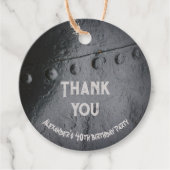 Black metal loft-stijl man's party bedankjes labels (Voorkant)