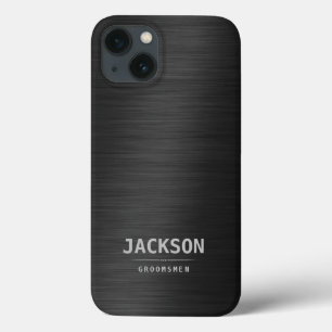 Black Metal Modern Simple Personalized Groomsmen iPhone 13 Hoesje