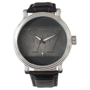 Black Metal Rustic W Monogram Watch Horloge