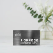 Black Metallic Construction Company Sjabloon Visitekaartje (Staand voorkant)