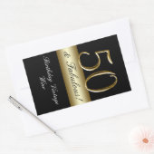 Black Metallic Gold 50e Anniversaire Vin Étiquette (Enveloppe)