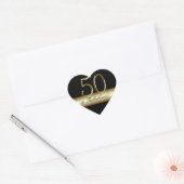 Black Metallic Gold 50th Birthday Hart Sticker (Envelop)