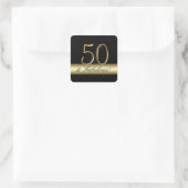 Black Metallic Gold 50th Birthday Vierkante Sticker (Tas)