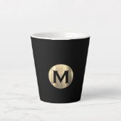 Black Metallic Gold Monogram Latte Mok (Voorkant)