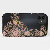 Black Metallic Pink Glitter Damask Case-Mate iPhone Case (Achterkant (horizontaal))