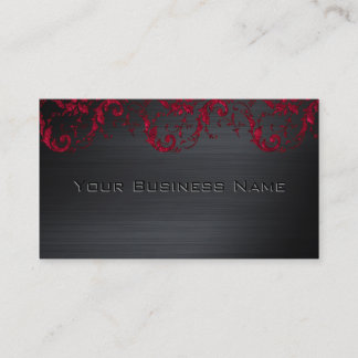 Black Metallic Red Damask Elegant Corporate Visitekaartje