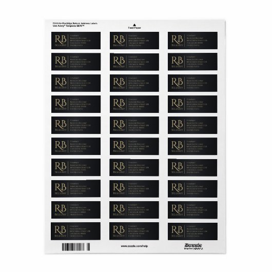 Black Metallic Return Label (Full Sheet)
