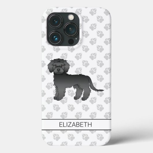 Black Mini Goldendole Cartoon Dog & Name Case-Mate iPhone Case (Achterkant)