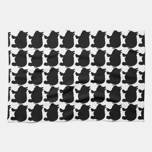 Black Mini Pig Silhouette Theedoek (Horizontaal)