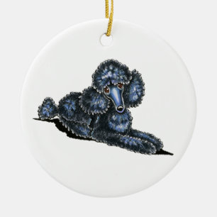 Black Mini Poodle Lay  - persoonlijk Keramisch Ornament