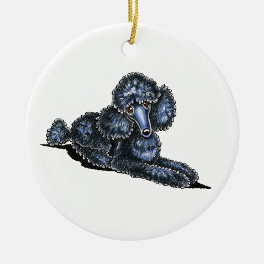 Black Mini Poodle Lay  - persoonlijk Keramisch Ornament (Voorkant)