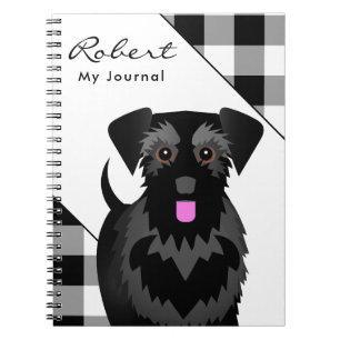 Black Miniature of Standard Schnauzer Tartan Pset Notitieboek