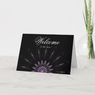 Black Minimal Daisy Welcome Wishing Kaart