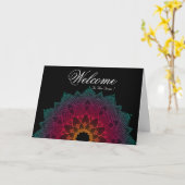 Black Minimal Mandala welkomstwoord Kaart (Gele Bloem)