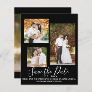 Black Minimal Modern Wedding Photo Save the Date
