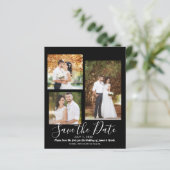 Black Minimal Modern Wedding Photo Save the Date (Staand voorkant)