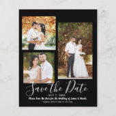 Black Minimal Modern Wedding Photo Save the Date (Voorkant)