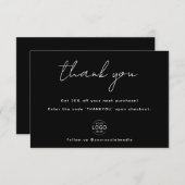 Black Minimal Script Logo Business-bedankkaart Bedankkaart (Voorkant / Achterkant)