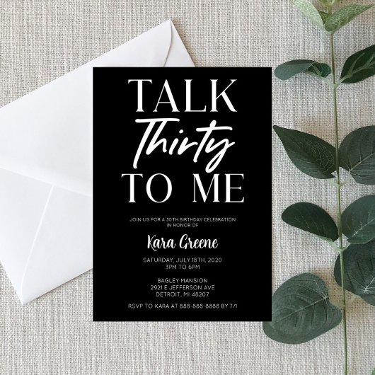 Black Minimal Talk 30th Birthday Kaart