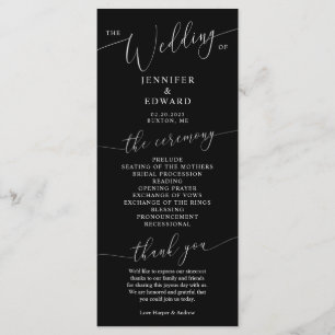 Black Minimal Wedding Ceremony Program Programma