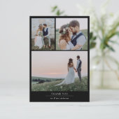 Black minimalist 4 Photo Wedding Bedankkaart (Staand voorkant)