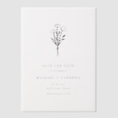 Black Minimalist Botanical Bewaar de datum Vellum Uitnodigingen (Voorkant)