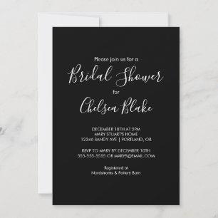Black Minimalist Bridal Shower-uitnodiging Kaart