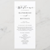 Black minimalist Dainty Script Wedding Ceremonony Programma (Voorkant)