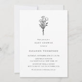 Black Minimalist Floral Bouquet-Baby shower Kaart (Voorkant)