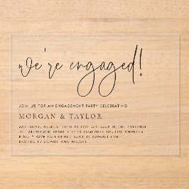 Black Minimalist Handwriting Engagement Party Acryl Uitnodigingen