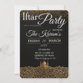 Black Minimalist Mosque Ramadan Iftar Party Kaart (Voorkant)