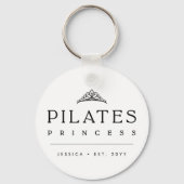 Black Minimalist Personalized Pilates Princess Sleutelhanger (Achterkant)