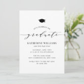 Black Minimalist Script Graduation Party Kaart (Staand voorkant)