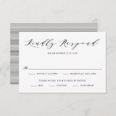 Black Minimalist Script Wedding RSVP Kaart (Voorkant / Achterkant)
