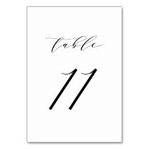 Black Minimalist Script Wedding Table Number 11 Kaart