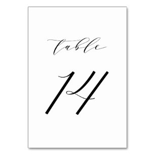 Black Minimalist Script Wedding Table Number 14 Kaart