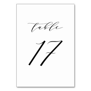 Black Minimalist Script Wedding Table Number 17 Kaart