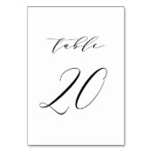 Black Minimalist Script Wedding Table Number 20 Kaart (Achterkant)