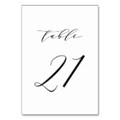Black Minimalist Script Wedding Table Number 21 Kaart (Achterkant)