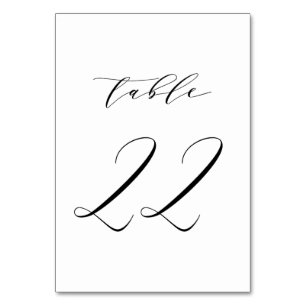 Black Minimalist Script Wedding Table Number 22 Kaart