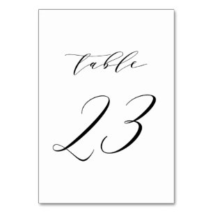 Black Minimalist Script Wedding Table Number 23 Kaart