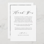 Black Minimalist Script Weduwfoto Bedankkaart (Voorkant / Achterkant)