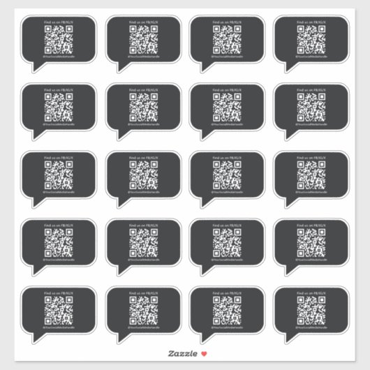 Black Minimalist Speech Bubbles QR Shop Stickers (Feuille)