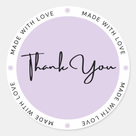 Black Minimalist Thank You Round Sticker (Devant)
