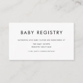 Black Minimalist Typography Baby shower Registry Informatiekaartje (Voorkant)